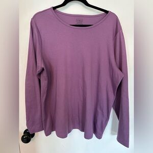 LL Bean Women’s Eggplant Purple Long Sleeve 100% Cotton Size 1X #1726